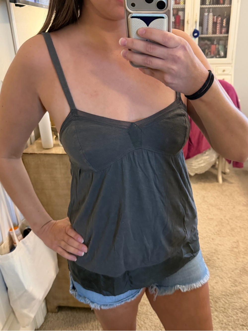 American Eagle Outfitters Charcoal Spaghetti Strap Camisole